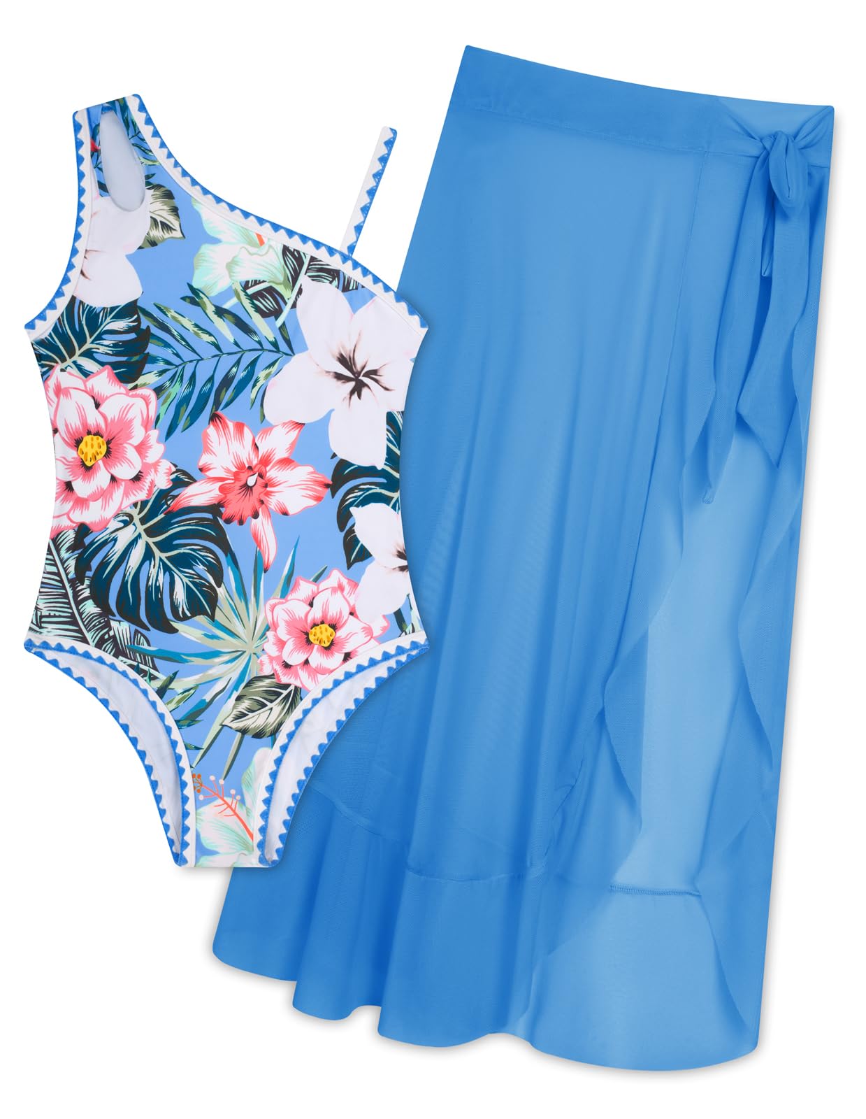 GRACE KARIN Traje de baño de una pieza para niñas, traje de baño con falda de malla para cubrir la playa en la piscina