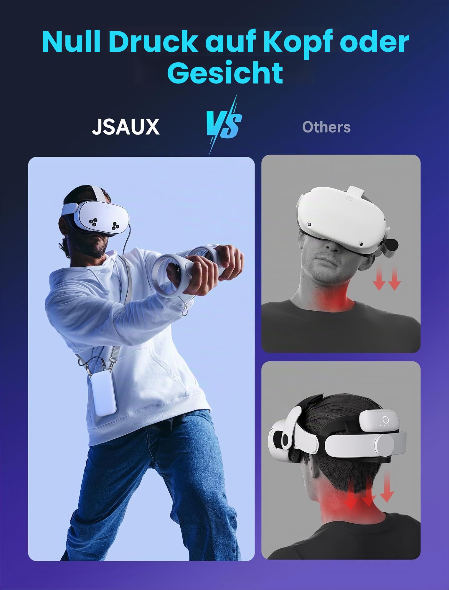 JSAUX 10000mAh Powerbank für Meta Quest 3S/3/2,Galaxy XR, Tragbares Akku Pack mit Schnellladung, Gürtelclip & Lanyard Wiederaufladbares Zubehör Kompatibel mit Oculus Quest 3S/3/2, PS VR2, Pico 4