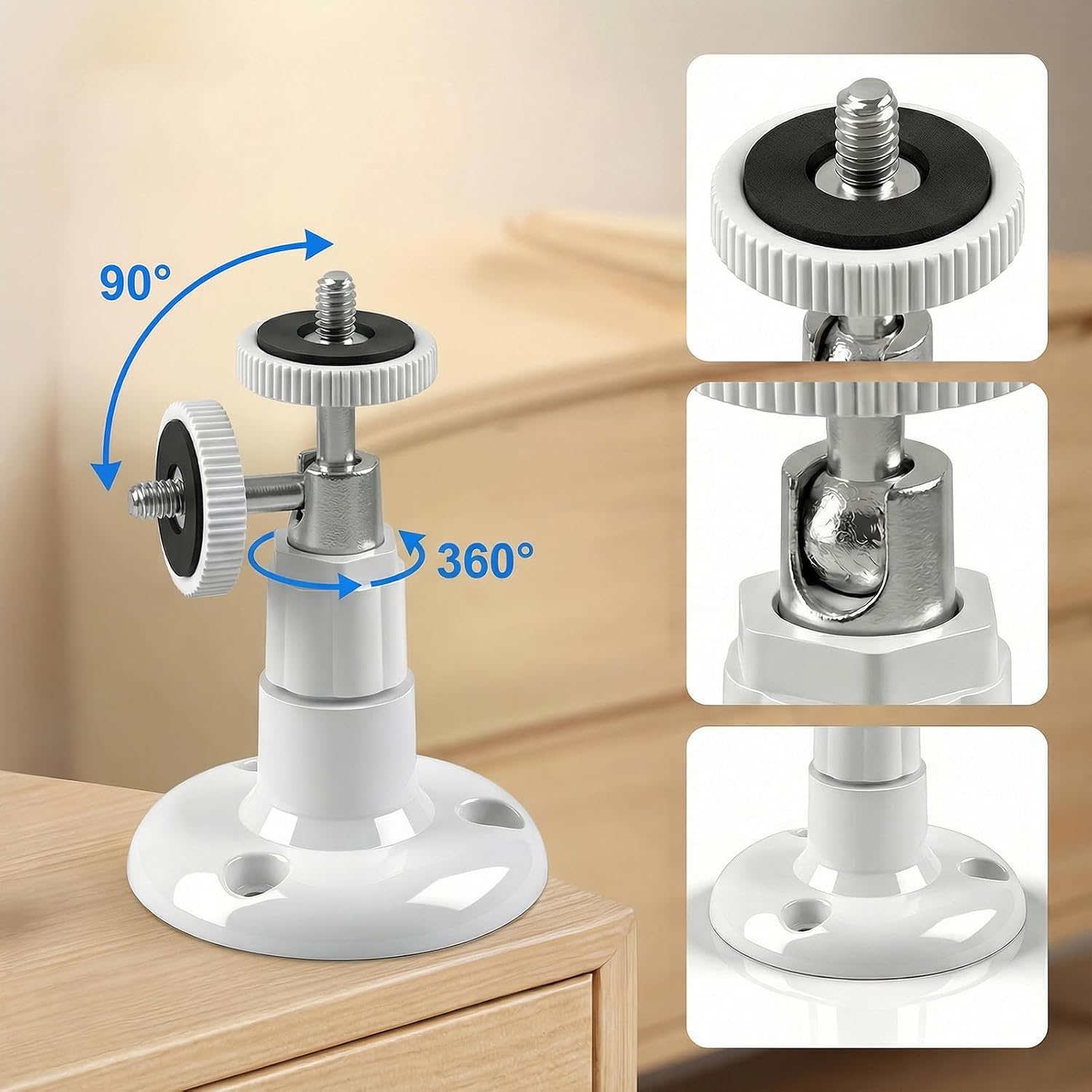 Pack of 4 Camera Mount White Camera Wall Mount Compatible with Ring Arlo Eufycam 360 Degree Adjustable Wall Mount Accessories for Indoor and Outdoor Cameras with 1/4 Inch Thread image 4