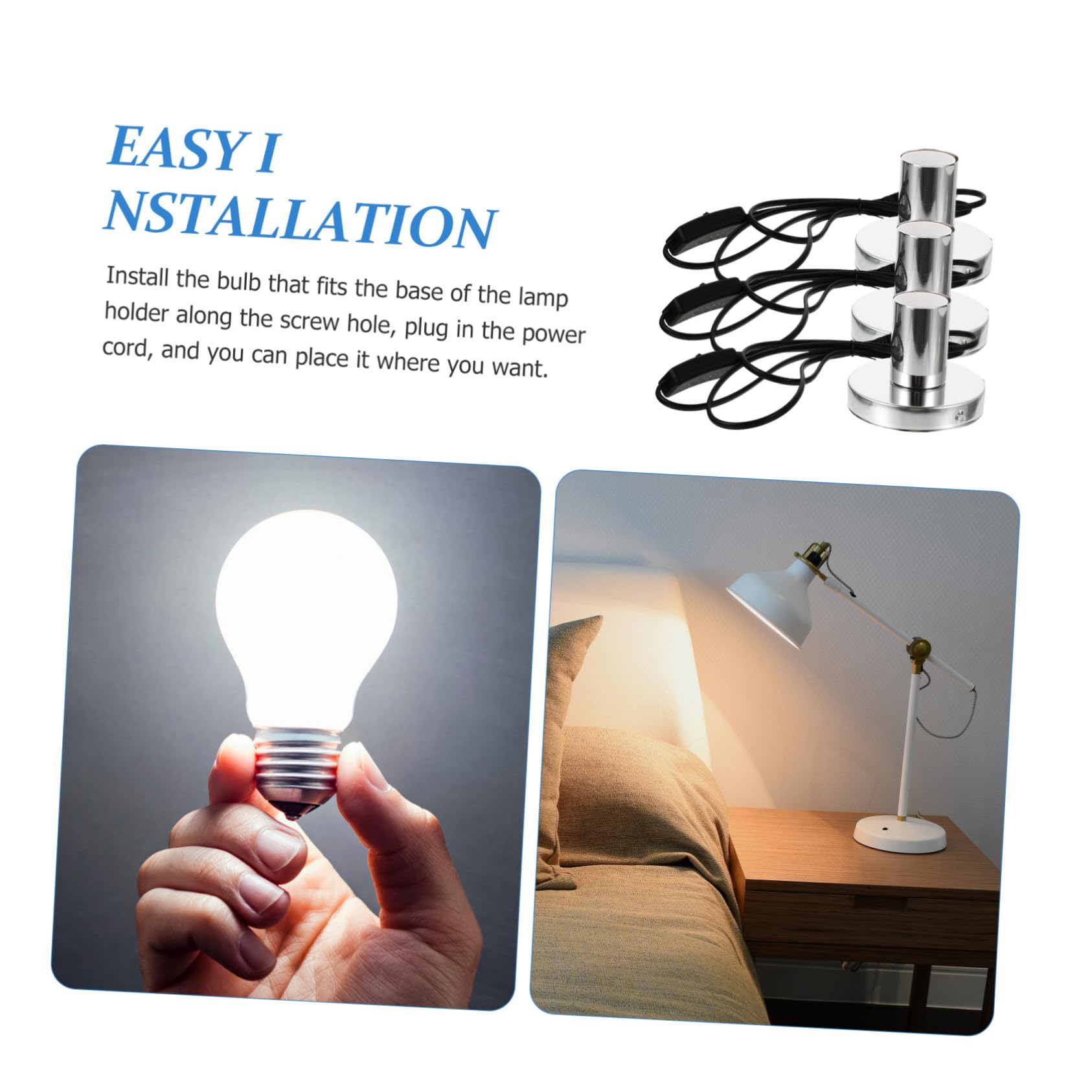Support de Douille E27 Ac220v Lot de 3 pour Lampe de Table