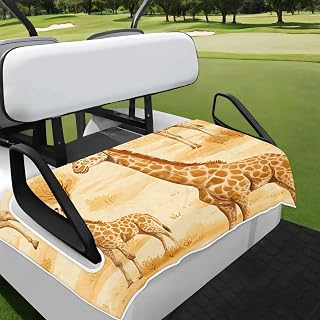 Golf Cart Seat Covers, Animal Lion Head Black White Non-Slip Breathable 2-Seats Golf Cart Seat Protector Towel Blanket Club Accessories, 51"x31"