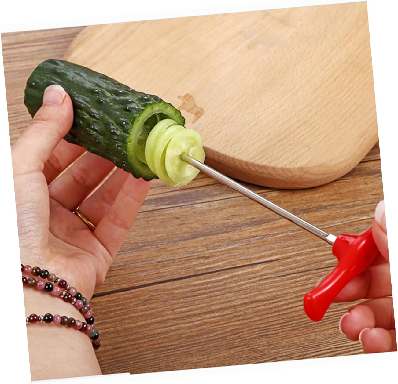 Cabilock Stainless Steel Spiral Cucumber Slicer for Creative Dishes