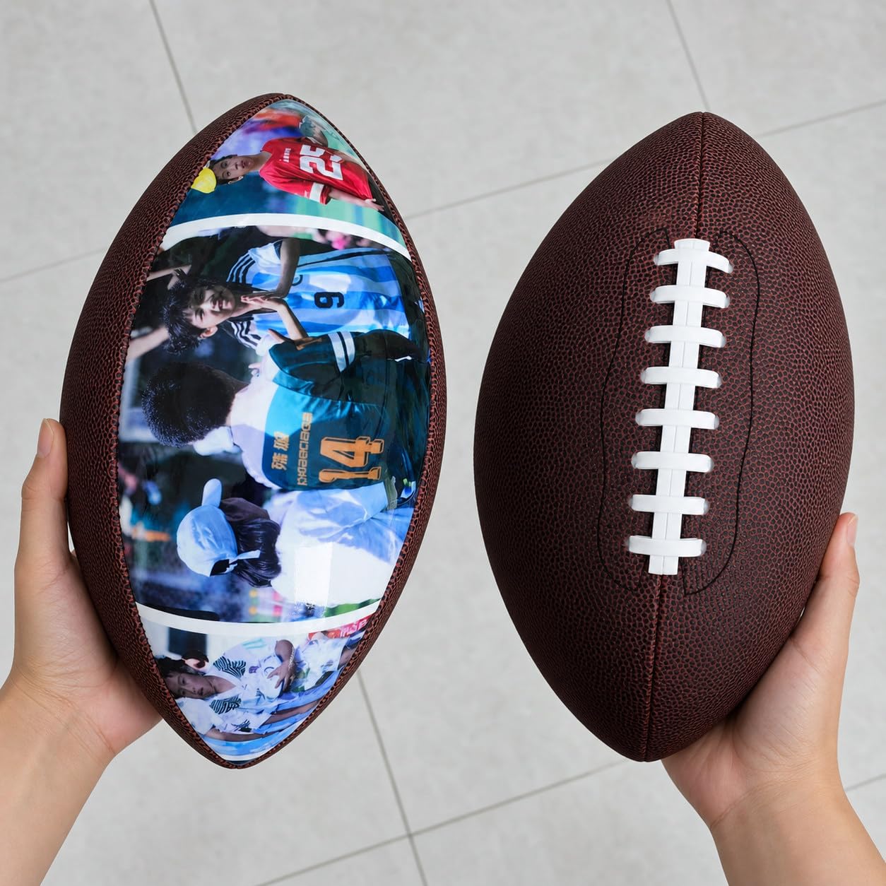 Gioco di Rugby Americano, Nome Personalizzato Happy Father's Day Football, Palloni da Football Americano Personalizzati con Foto Nomi, Calcio da Campo Adulti Brown