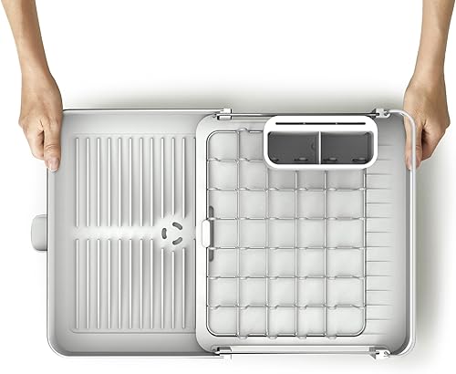 Miniatura 4 de Joseph Joseph Extend - Escurridor de platos extensible de acero con soporte extraíble para cubiertos con boquilla de drenaje giratoria, acero