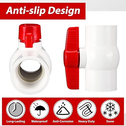 Miniatura 3 de Hiboom 4 piezas de válvula de bola de PVC SCH40 NPT válvula de bola de cierre roscada con mango fácil de girar, clasificado en 150 psi, programa de