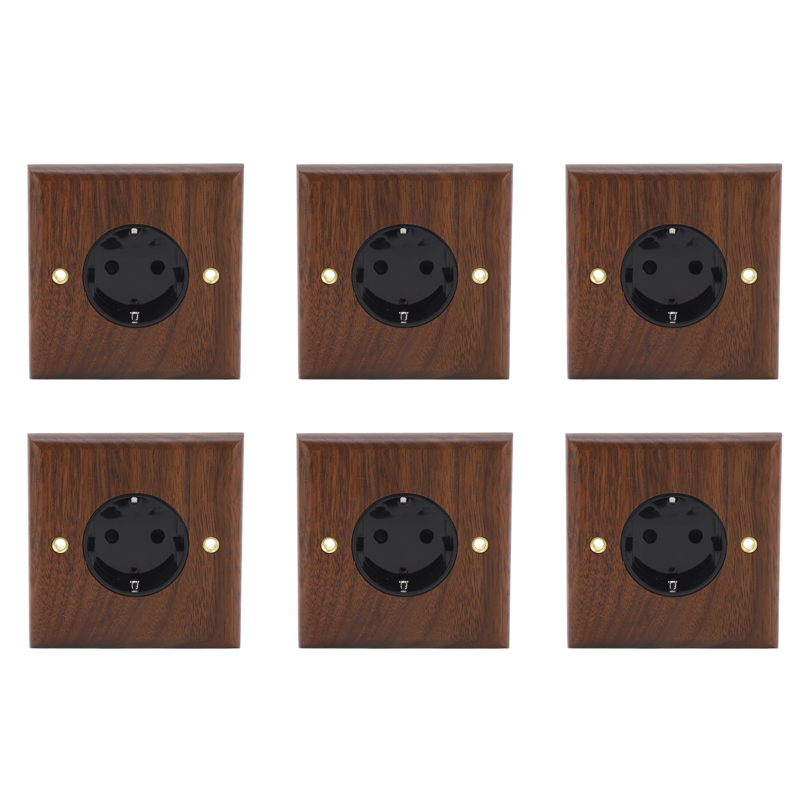 6PCS Presa a Muro Standard UE Presa Elettrica per Interruttore a Muro 16A 250V Presa Elettrica Retro Presa a Muro in Noce Nera per Dispositivi Elettronici Piccoli Elettrodomestici