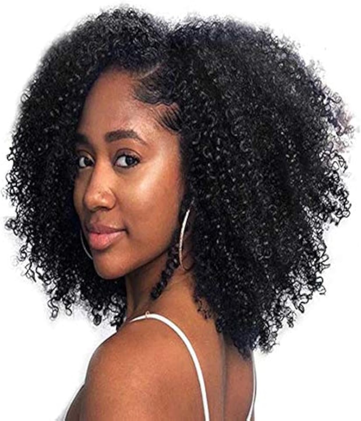 SAEIALL SAGA QUEEN Hair Mongolian Afro Kinky Curly Clip In Hair Extensions 9pcs 20clips 120g/bundle Mongolian Virgin Remy Human Hair (1 bundle 18inch, natural black)
