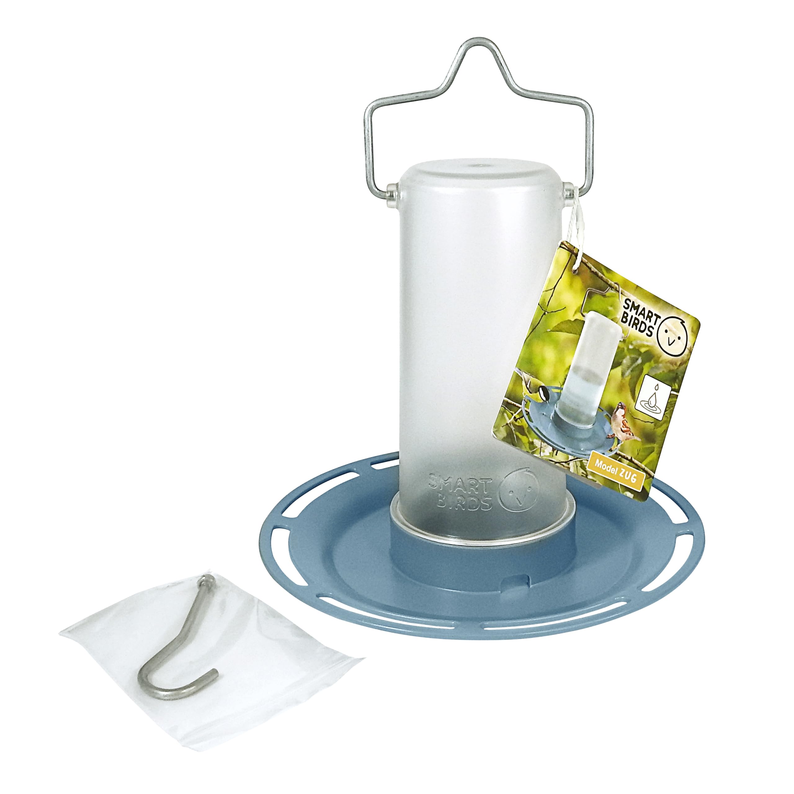 SWISSINNO Abbeveratoio per uccelli Zug SMART BIRDS Azzurro chiaro – Resistente ai raggi UV in plastica PC e ASA – Distributore d’acqua balcone terrazza giardino – Durevole e facile da pulire