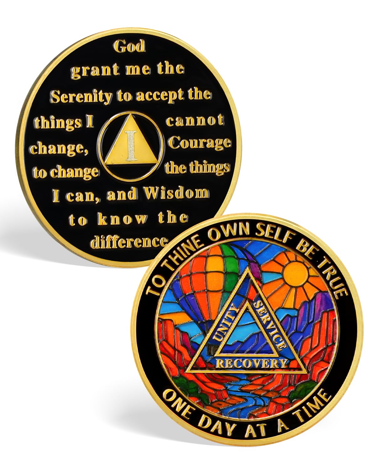ACGZQY 1 Year Sobriety Coin - Rainbow Valley AA Chips and Medallions - Balloon Valley of Hope Sobriety Chip AA NA Sober Anniversary Token Inspirational Gifts Alcoholics Anonymous Addiction Recovery