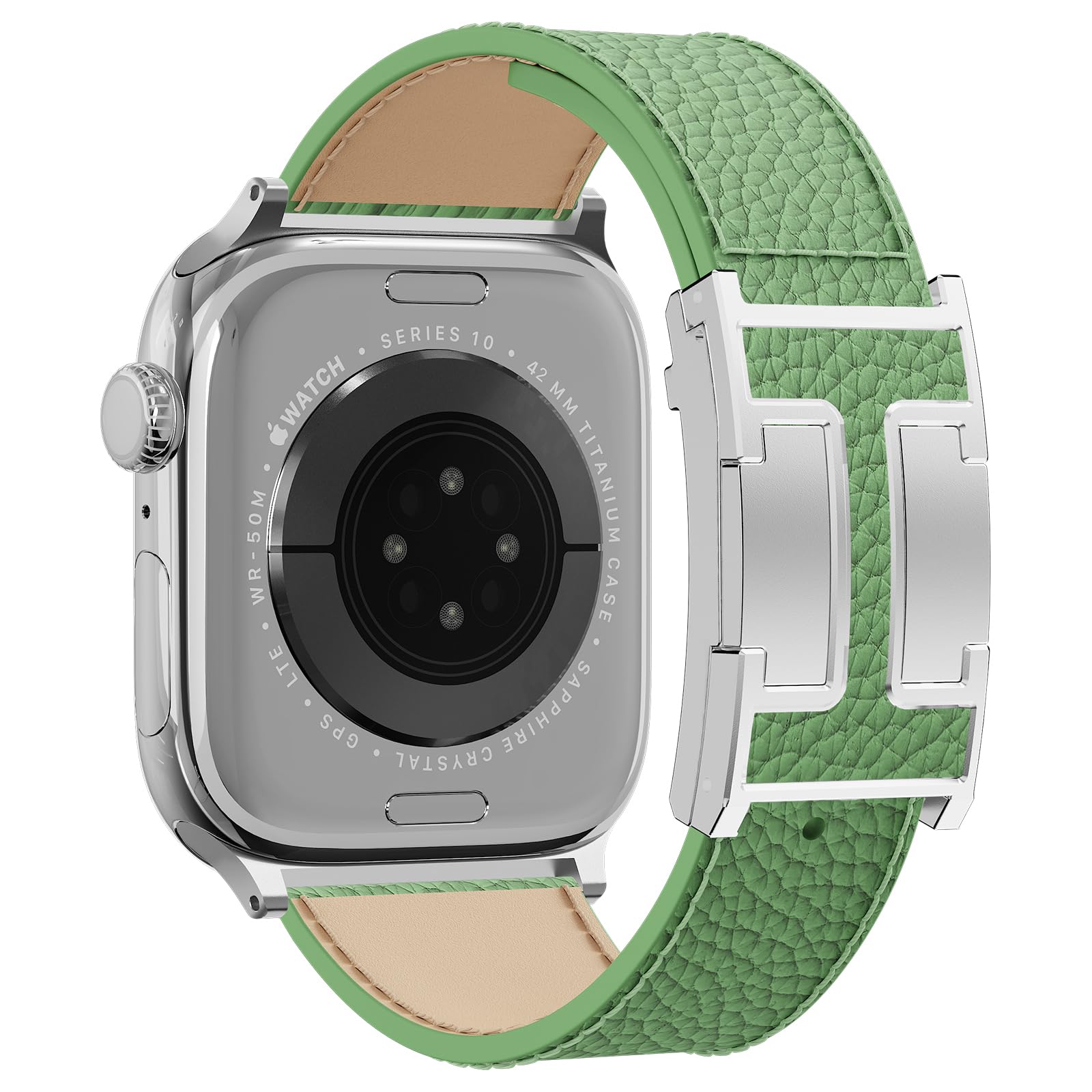 Leather Watch Band with Magnetic Buckle,Dressy Apple Watch Ultra Leather Band Rugged Durable Replacement Strap for Men & Women — view 37