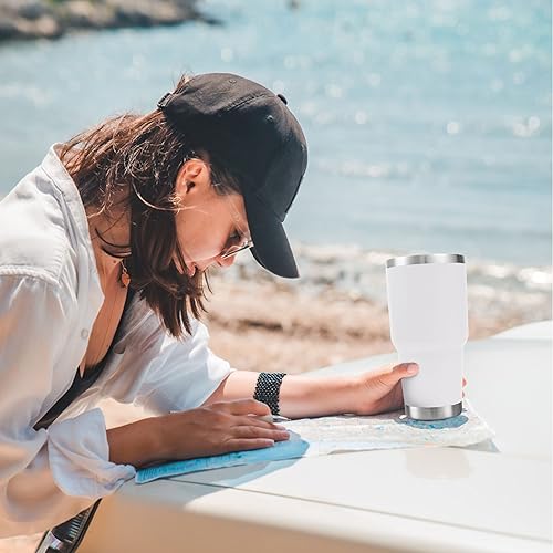 Miniatura 7 de Vaso térmico de acero inoxidable de 30onzas, taza de viaje con tapa abatible para popote, con cepillo de limpieza, con aislamiento al vacío de doble