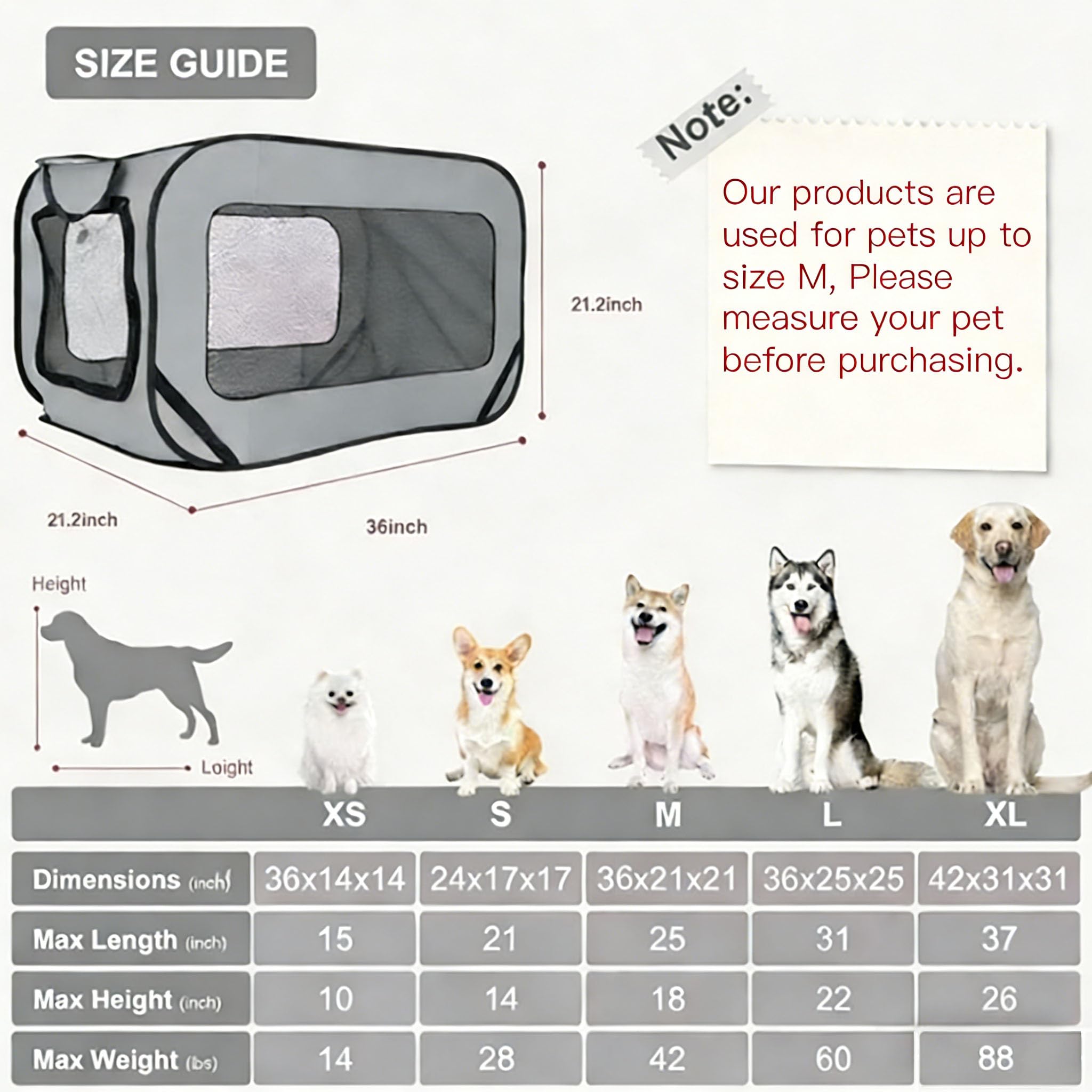 36 Inch Foldable Dog Kennel for Large Dogs, Portable Waterproof Pop-Up Pet Crate, Indoor Outdoor Travel Car Seat Kennel（Grey） - image 6