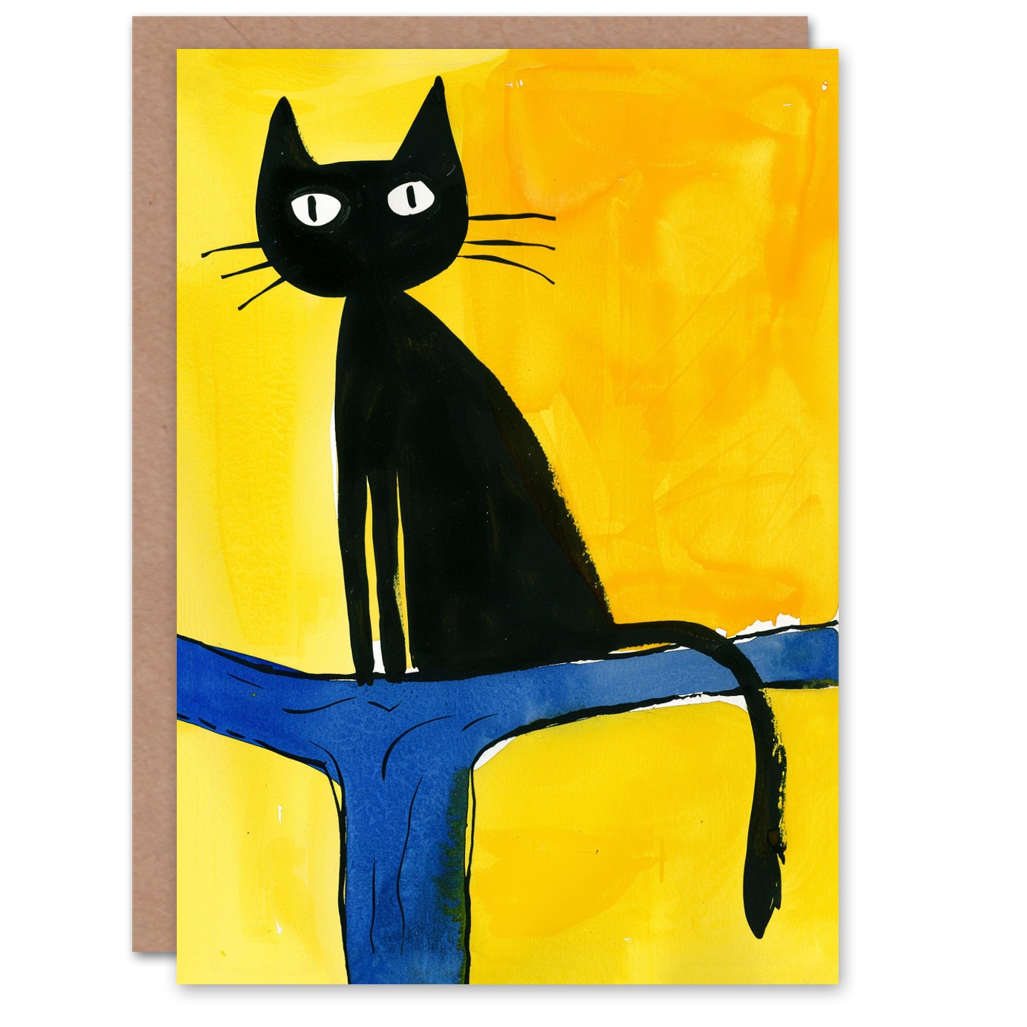 Artery8 Greeting Card - Cat Lover Birthday Card - Yellow