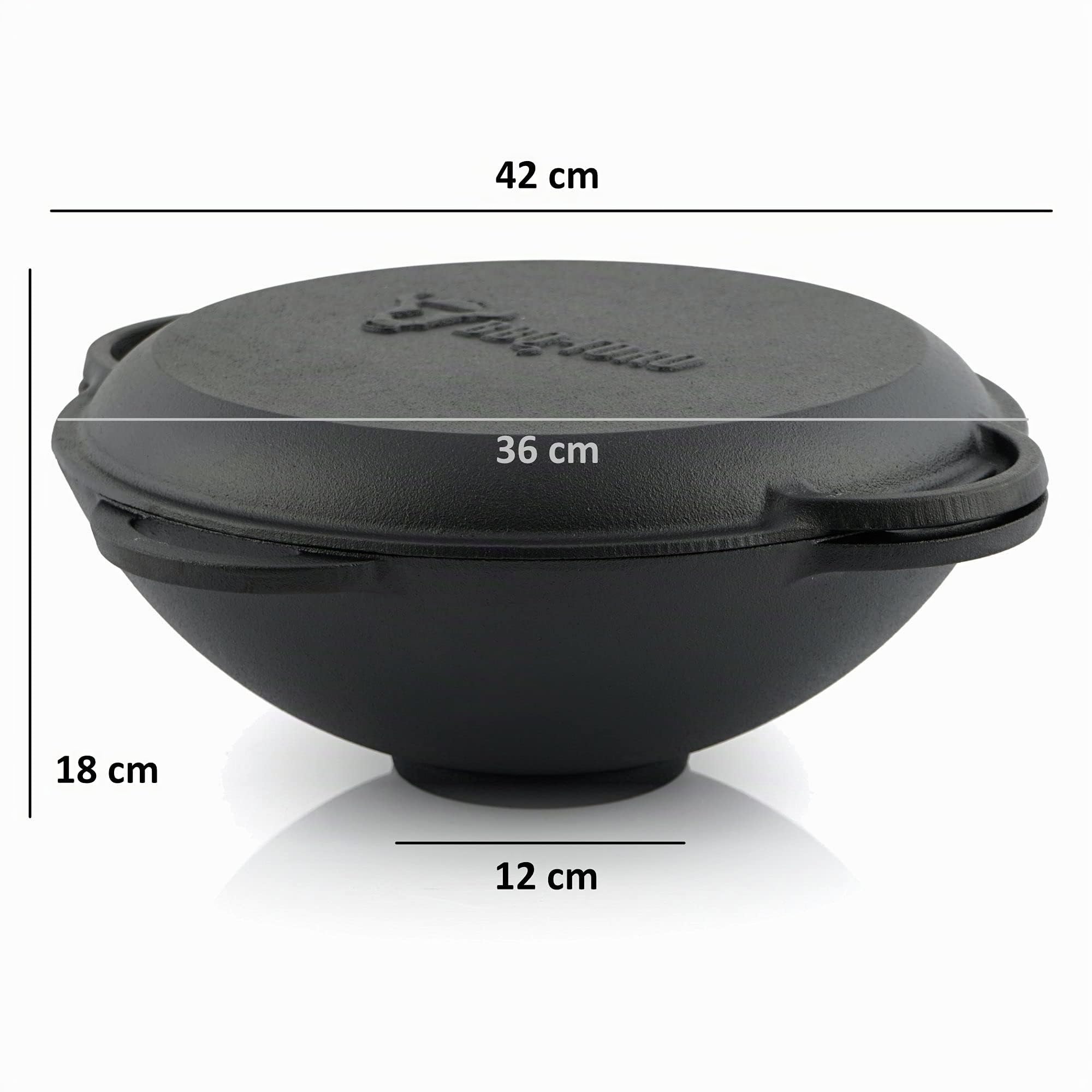 BBQ-Toro Fonte Kazan avec four Kazan Ø 34 cm | Marmite en fonte de 12,1 l avec couvercle, marmite en fonte | Chaudron à goulasch, chaudière à feu, four d'extérieur | Four à feu, four à ragoût, foyer
