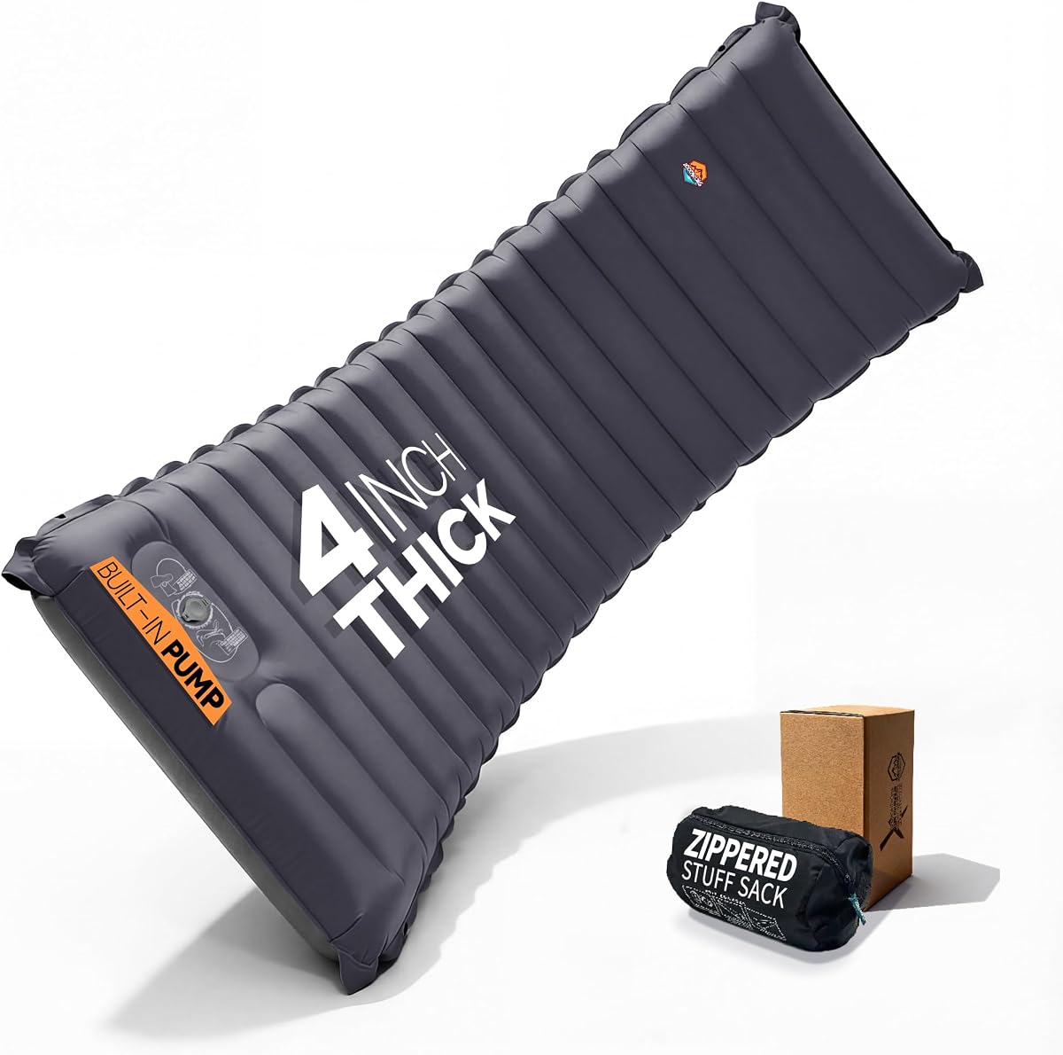 ZOOOBELIVES Colchoneta inflable para dormir para acampar, soporte de aire completo de 4 pulgadas de espesor, sin fondo para personas que duermen de lado, colchón para acampar y mochileros con bomba de pie incorporada, duradero y compacto - Airlive2000