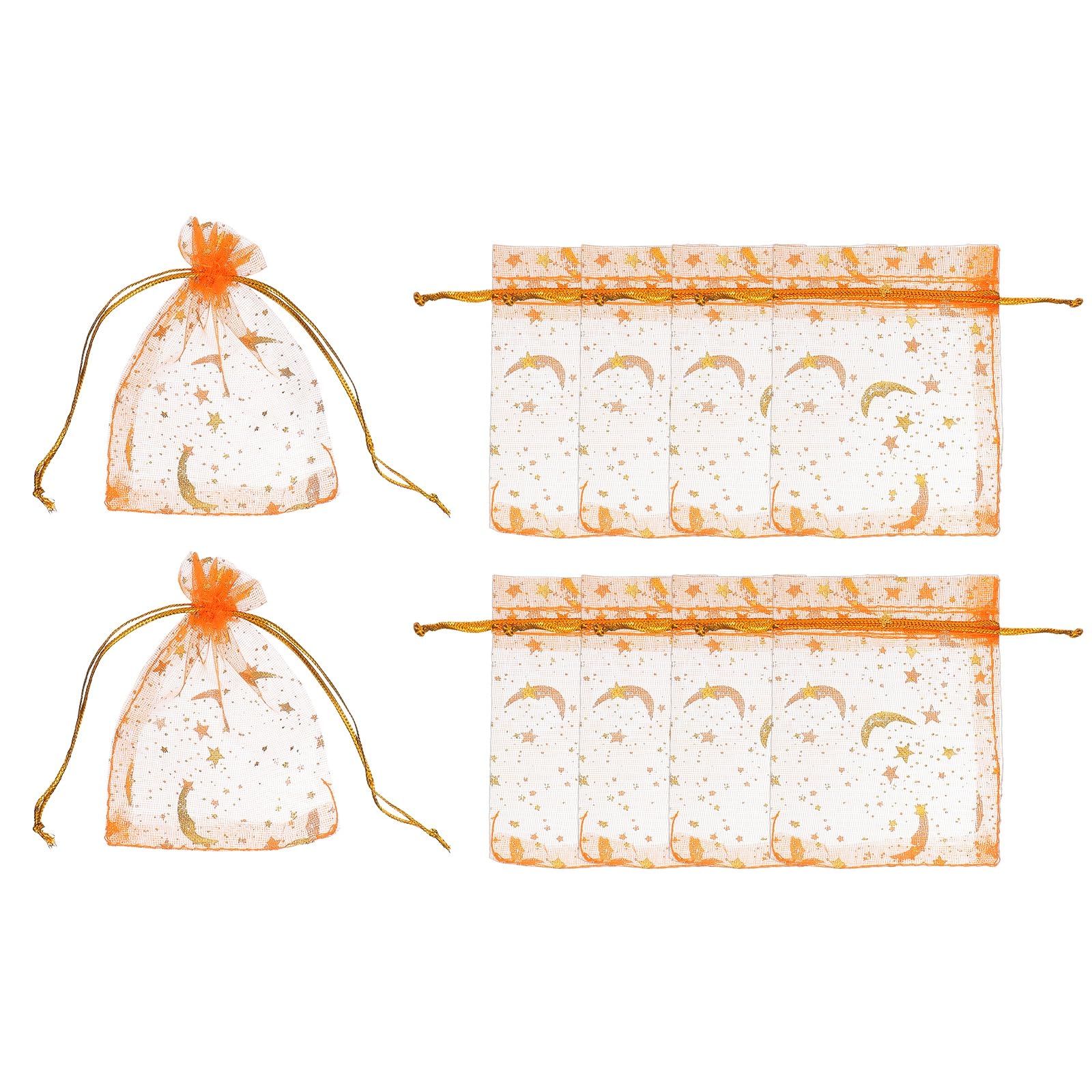 Sacs en organza PATIKIL 7x9cm orange doré pour ranger maquillage et éviter les pertes