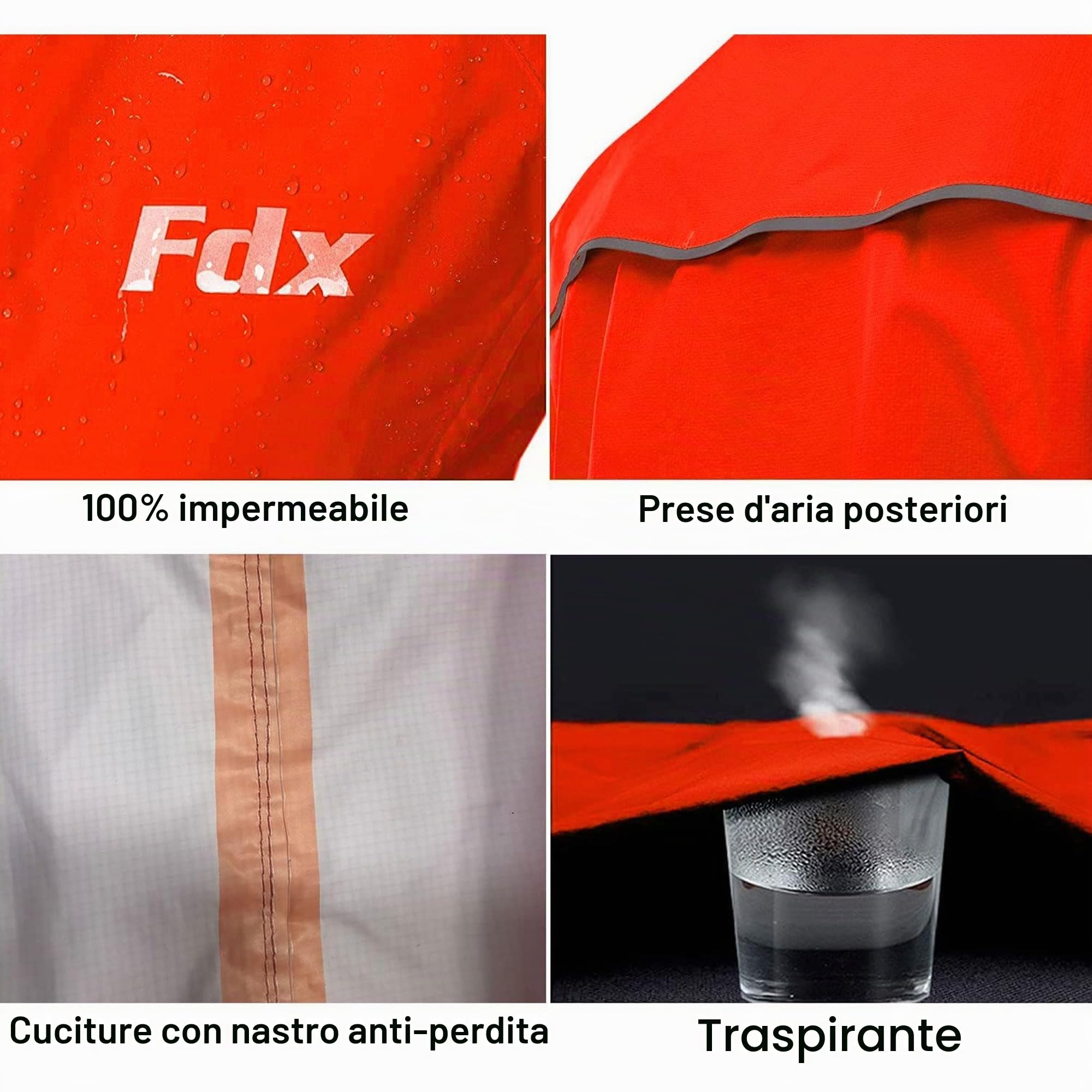 FDX Giacca ciclismo uomo impermeabile, leggera e traspirante – top riflettente ad alta visibilità con maniche lunghe – antivento con sacchetto ripiegabile per corsa e MTB