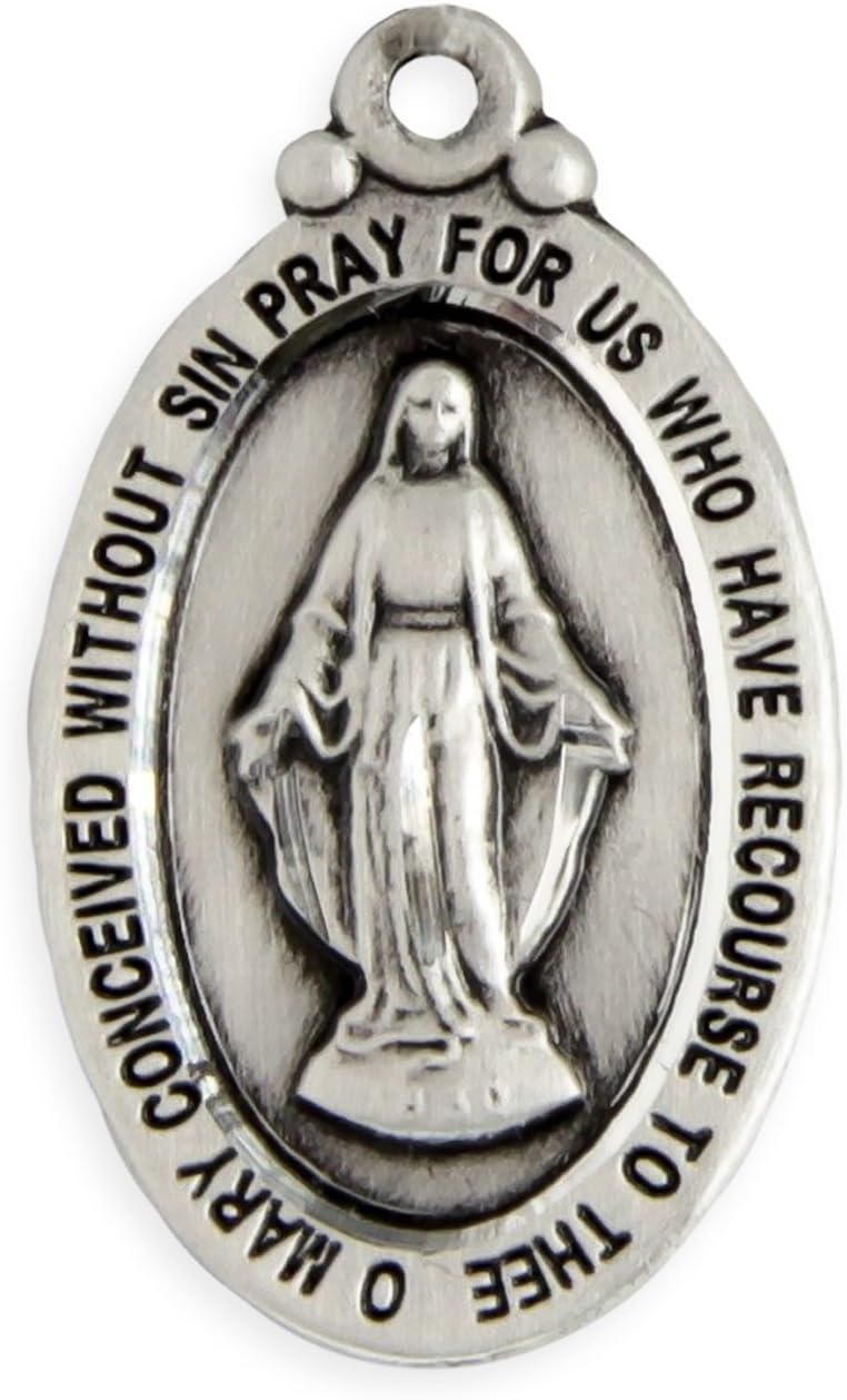 Heartland StoreOval Sterling Silver Miraculous Medal Necklace for Men - Tarnish Resistant, Handcrafted in the USA - Meaningful Religious Pendant- Ideal Present for Any Occasion - Pendant Only