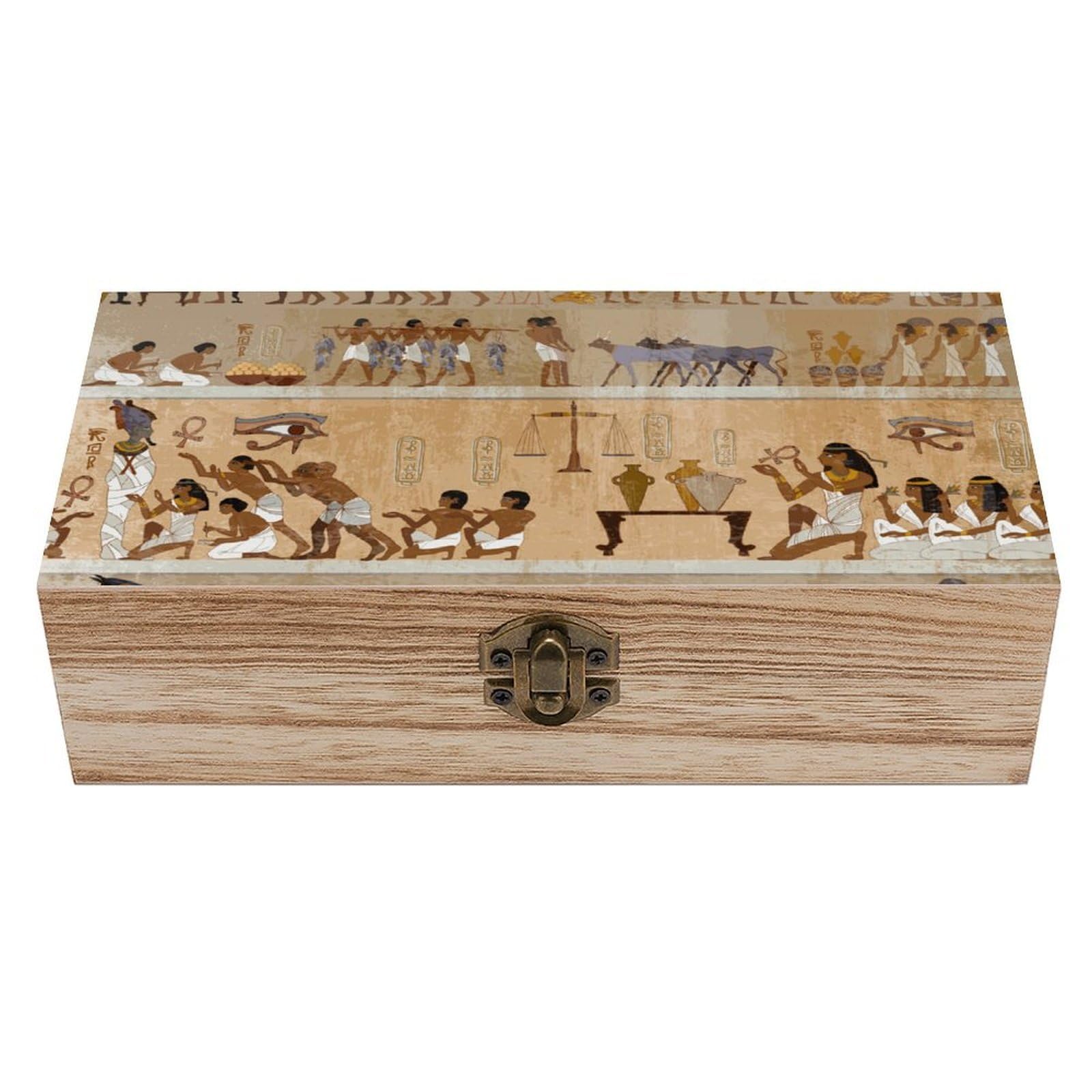 Cgsbngha Style Ancient Egypt Frescoes Wooden Storage Boxes With Lid Memory Box Decorative Organiser For Office And Home