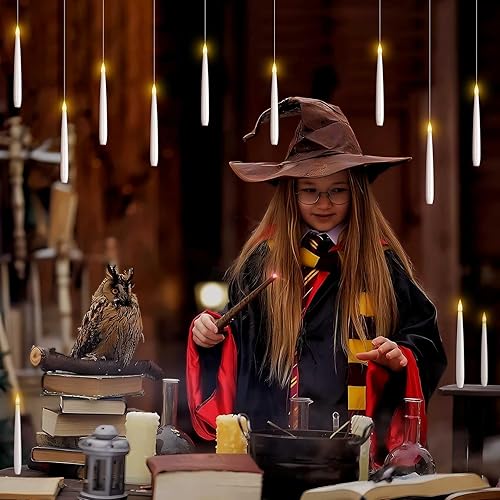Miniatura 3 de Velas flotantes con varita, velas colgantes mágicas parpadeantes sin llama con control remoto, velas LED flotantes alimentadas por batería para