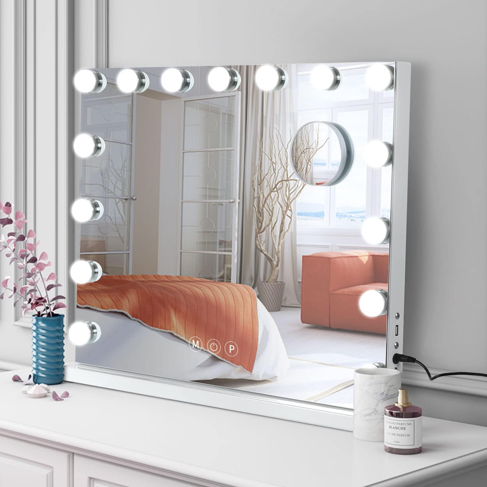 NAIMP Cosmetic Hollywood Vanity Mirror with 15 LED Lights, Large Vanity