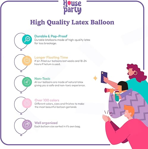 Miniatura 5 de HOUSE OF PARTY Globos de fiesta rosa pastel  100 unidades  Globos de látex de un solo color de 5 pulgadas para decoraciones de fiesta de Pascua,