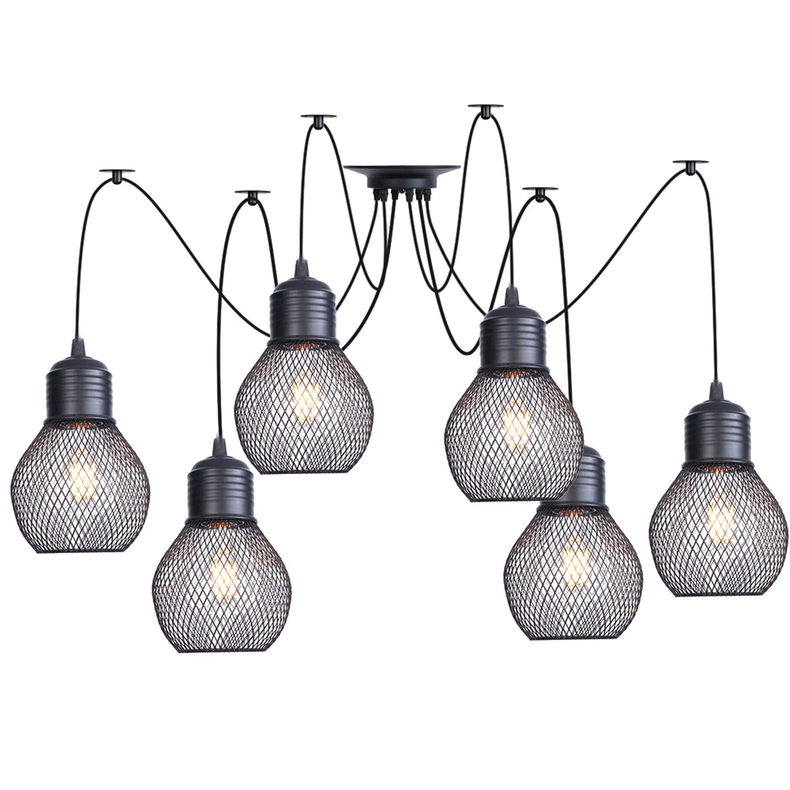 Lustre Industriel Vintage pour Cuisine et Chambre, Éclairage Suspendu à Hauteur Réglable