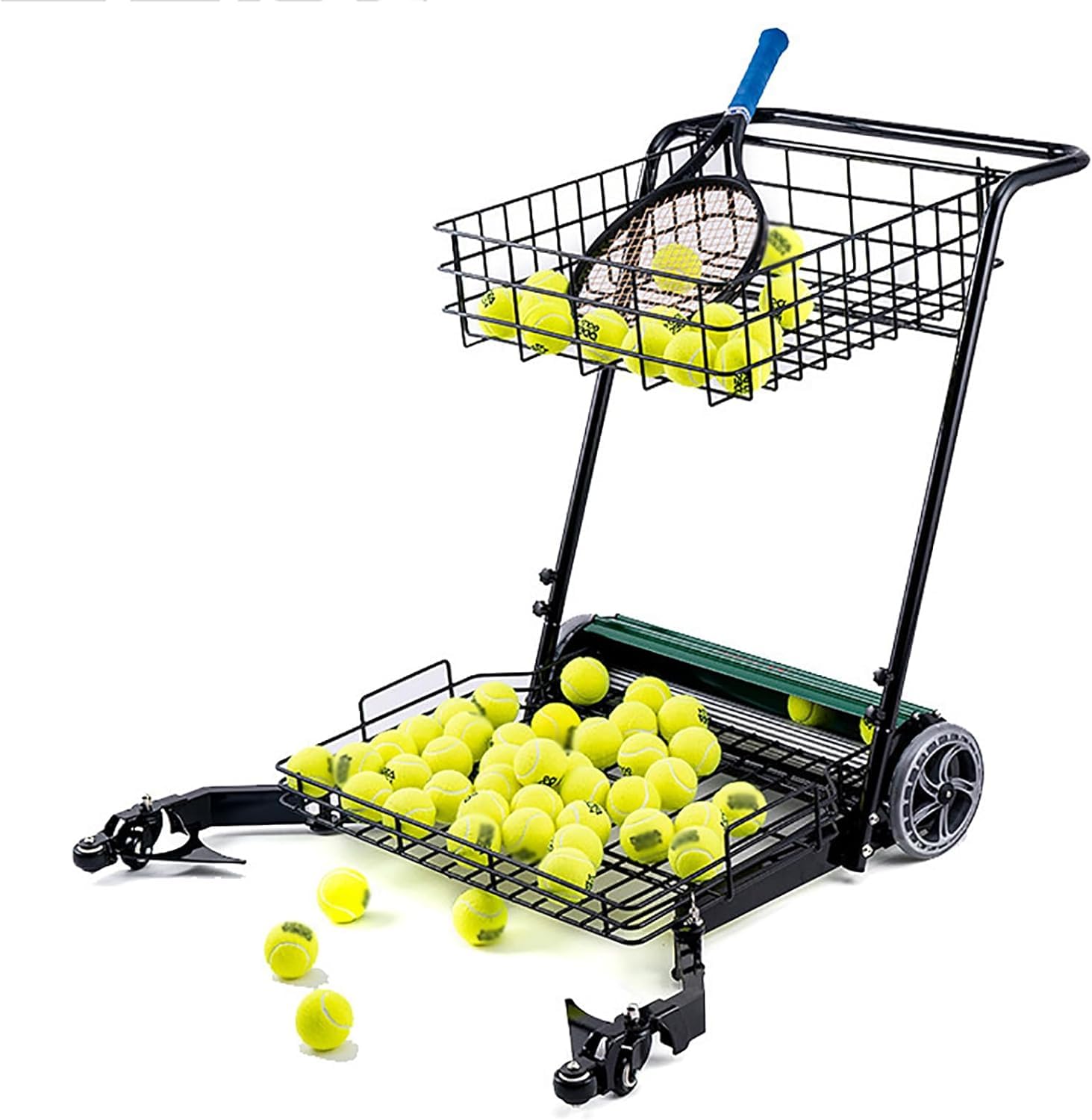 Raccoglitore portatile per palline da tennis con 290 palline di grande capacità, non c'è bisogno di piegarsi, con ruota rotante universale a 360°, per tennis e golf
