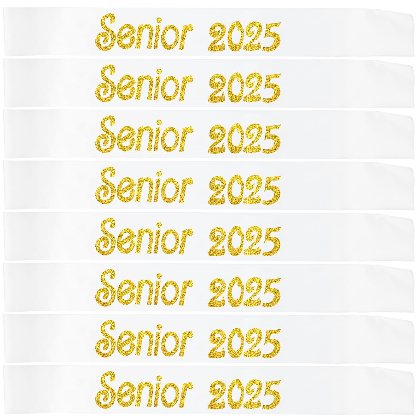 Conggluuo Senior 2025 sash,senior sashes class of 2025 senior sash White sash with Gold Glitter graduation sash for Graduation Party Supplies 8 Pack