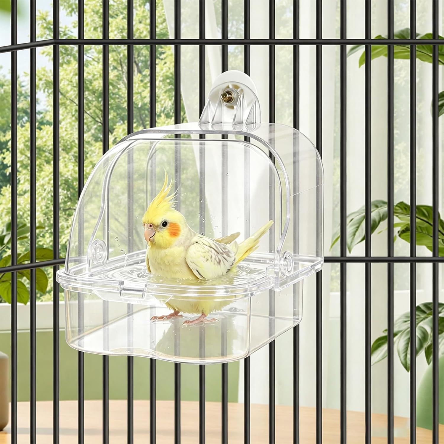 Bird Bath for Cage Parakeet Plastic Parrot Bathtub for Cage Hanging Cage Bird Bath for Cockatiel Canary Lovebirds