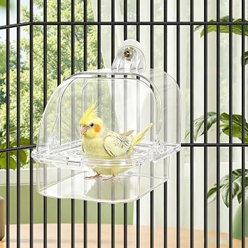 Bird Bath for Cage Parakeet Plastic Parrot Bathtub for Cage Hanging Cage Bird Bath for Cockatiel Canary Lovebirds