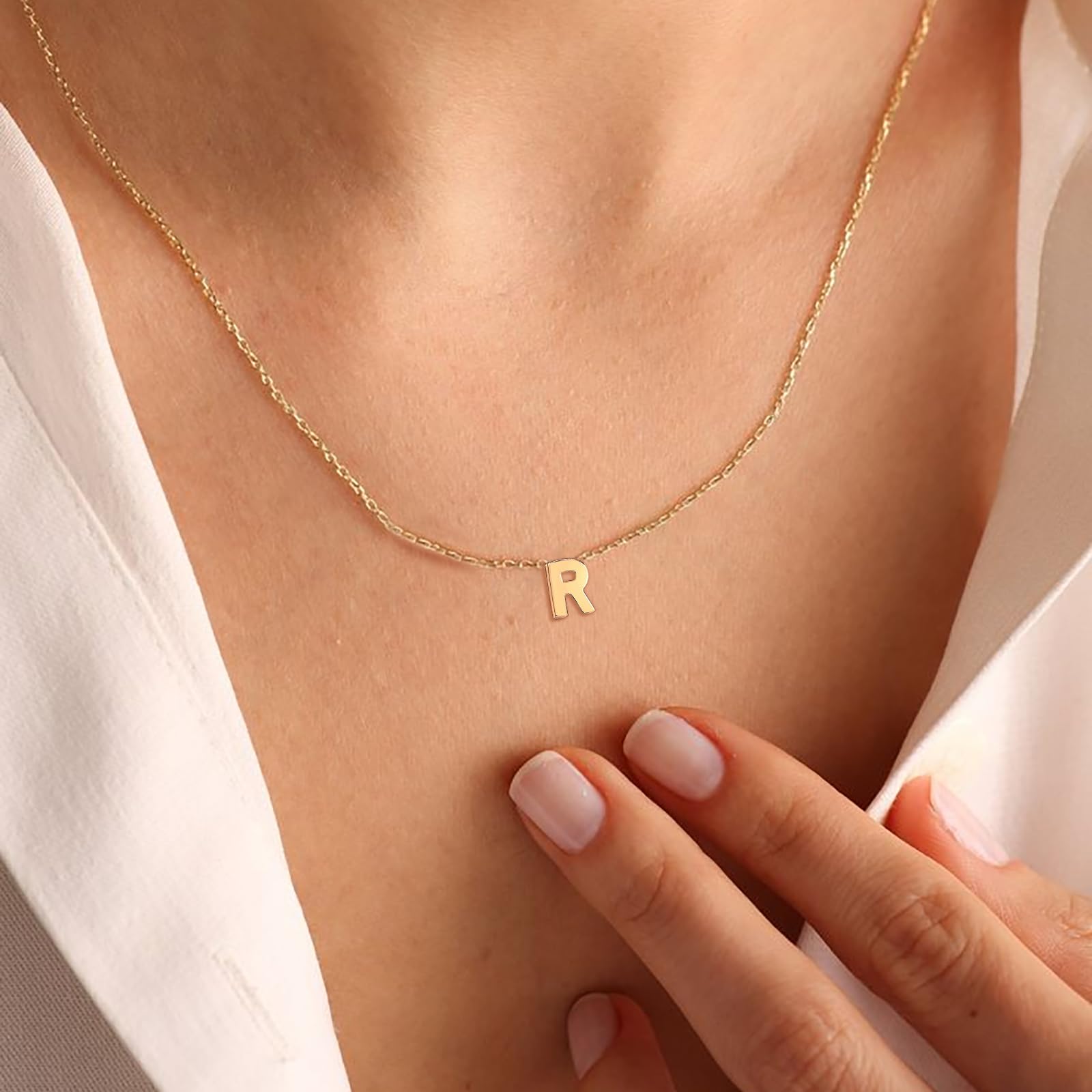 Mehrschichtige Initialen-Halsketten für Frauen, 14-Karat-Gold-Buchstabenanhänger, mehrschichtige Halskette 26 Großbuchstaben AZ für Frauen und Mädchen, Schmuck