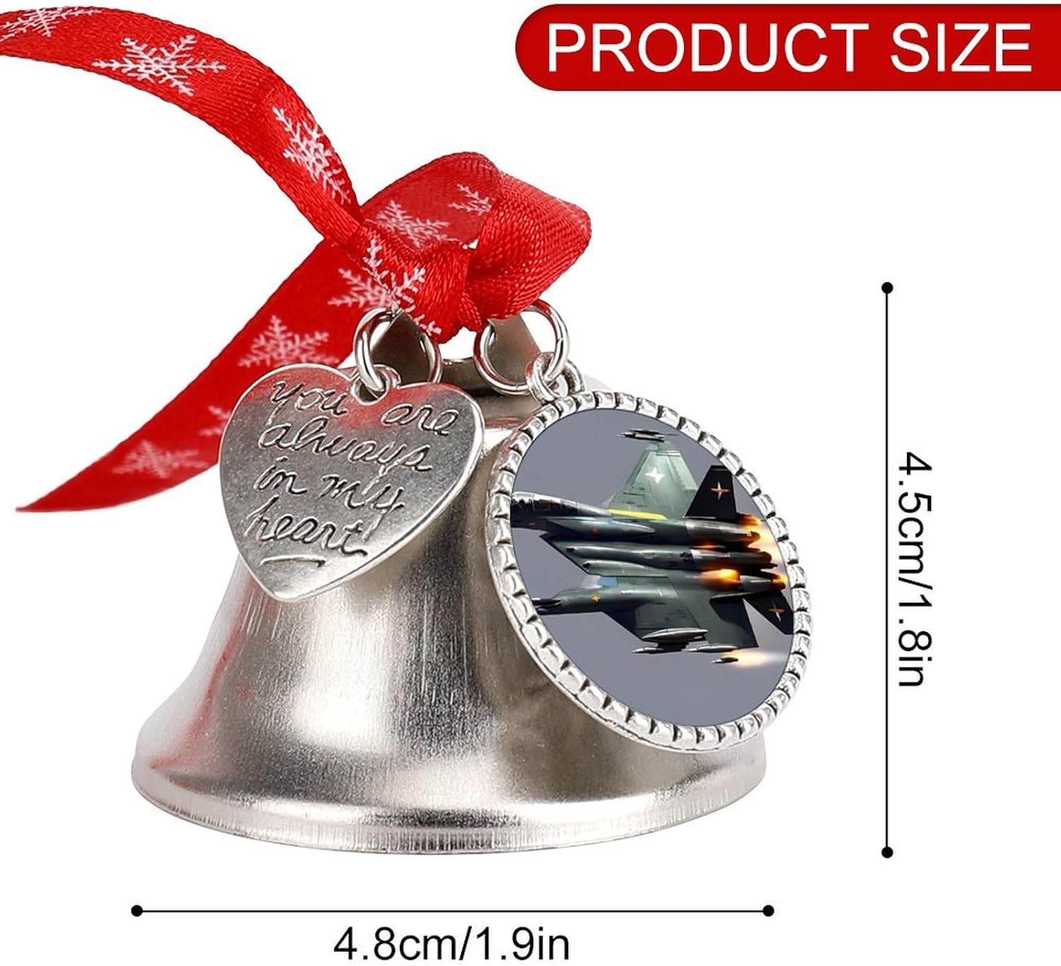 Christmas Bell, Cute Jet Fighter Printed Hanging Christmas Love Bell Decorative Christmas Tree Ornament Christmas Bell Decor for Fireplace Bedroom Living Room