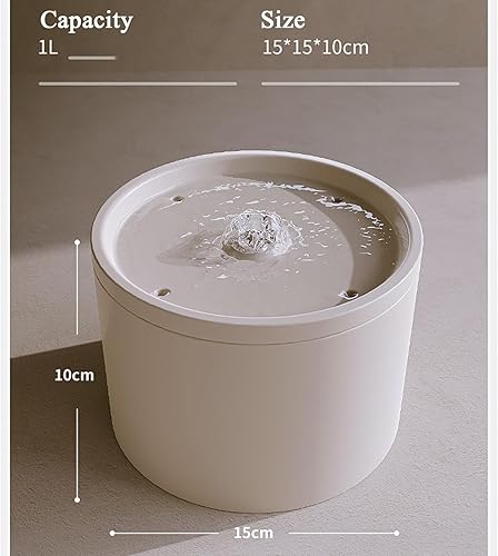 Miniatura 5 de Fuente de agua de cerámica para gatos de 33.82 oz1 litro, dispensador automático súper silencioso para beber mascotas con 7 filtros de repuesto,
