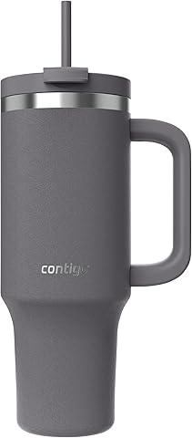 Contigo Botella termo 1200 ml con asa y pajita, Botella térmica aislada de acero inoxidable con tapa, Thermos, Se enfría durante 29 horas, Taza termo, Sin BPA, Darkstone
