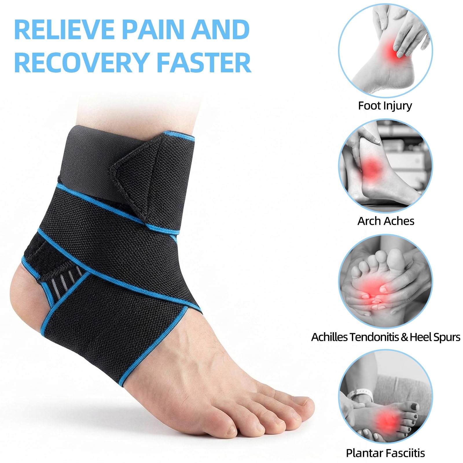 Chevillère Entorse Flexible Ultra Fine Ajustable Maintien Renforcée Unisexe Sport Bleu