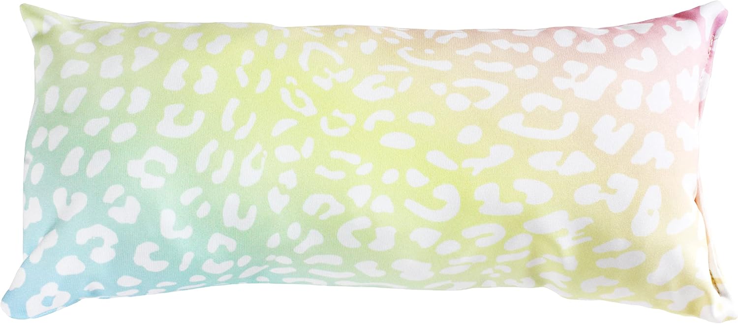 College Covers Animal Print Pillows Decorative Pillow, 16" X 6", Leopard Pastel Gradient/White