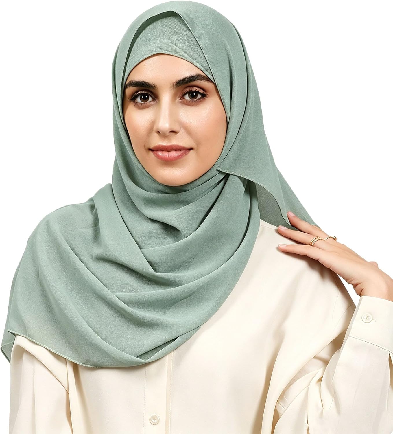 Chiffon Hijab with Undercap Solid Color Muslim Hijabs Scarf Head Wraps Long Hijabs For Women