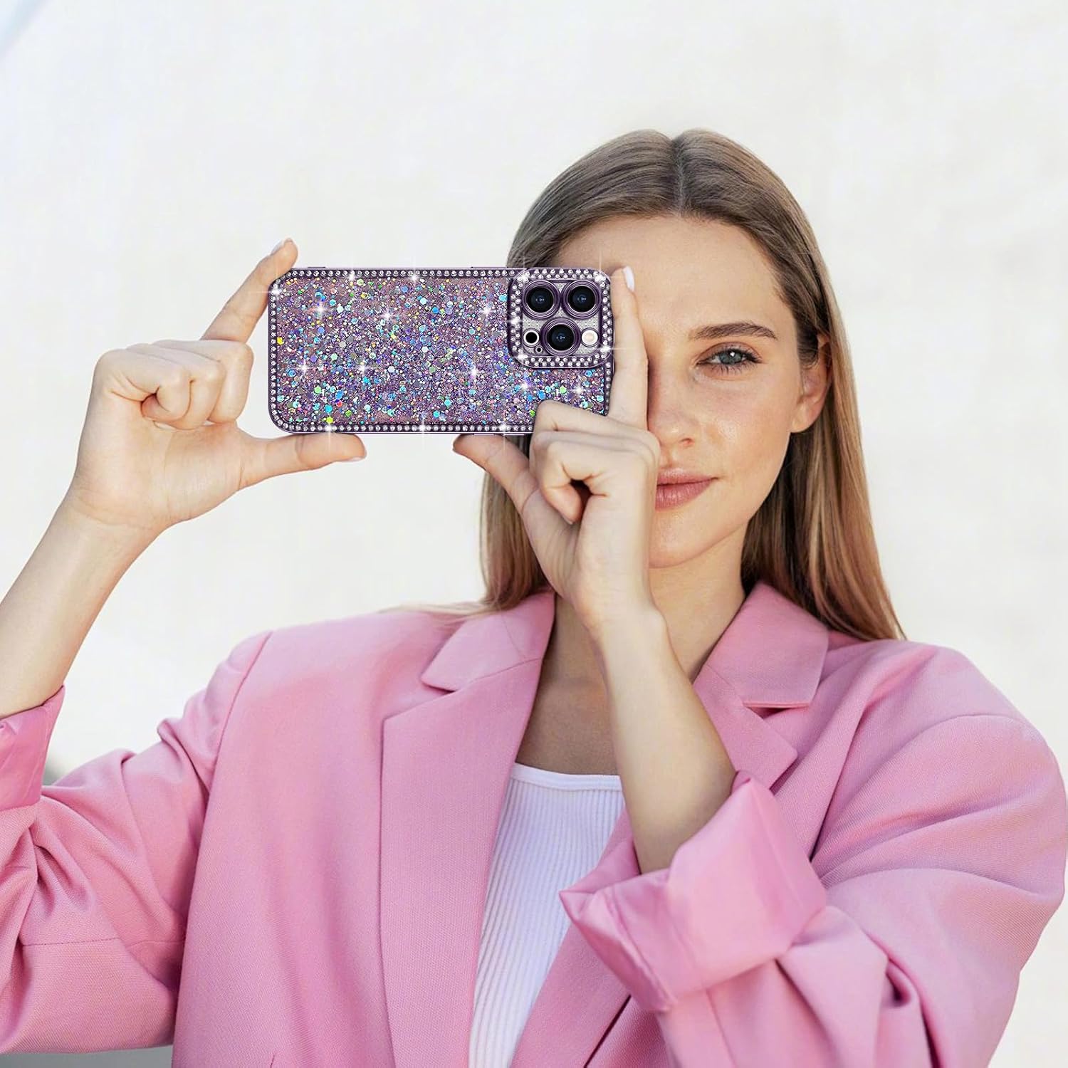 Lafunda for iPhone 16 Pro Case Glitter, Luxury Shiny Bling Sparkly Bumper Cover with Crystal Diamonds for Women Girls Soft TPU Slim Shockproof Protective Phone Case for iPhone 16 Pro 6.3", Purple - Image 7