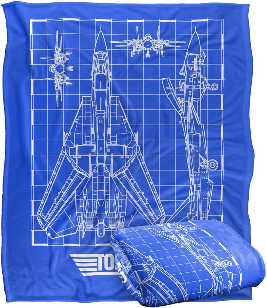 Paramount - Top Gun Blanket, 60"x80" Plane Blueprint Silky Touch Super Soft Throw Blanket