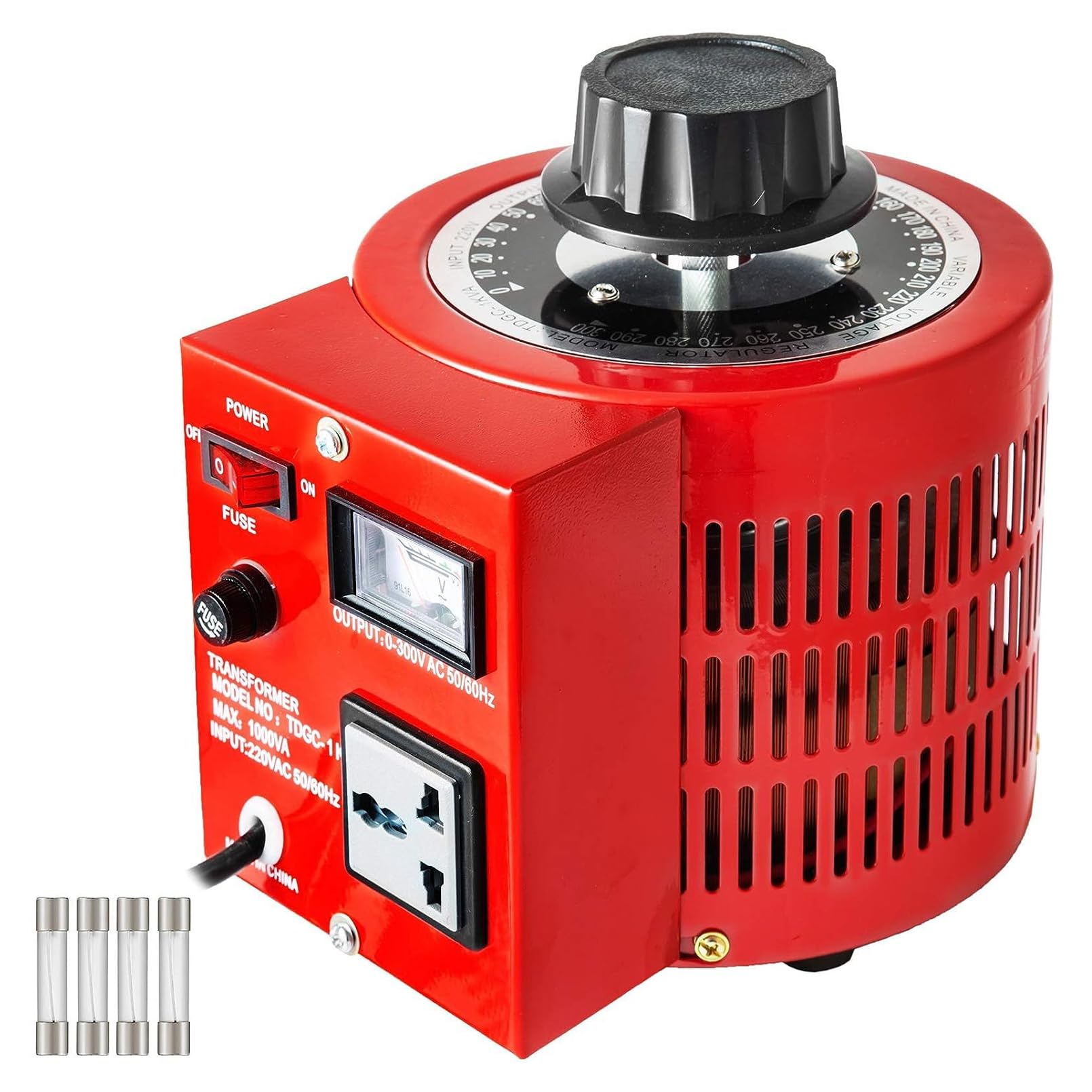 Transformator o zmiennym wyjściu z bezpiecznikiem, 0-300 V AC z wyświetlaczem LCD Transformator Wbudowana miedziana cewka do zasilania Wytrzymała cewka Variac Rdzeń toroidalny Zmienny zasilacz trans