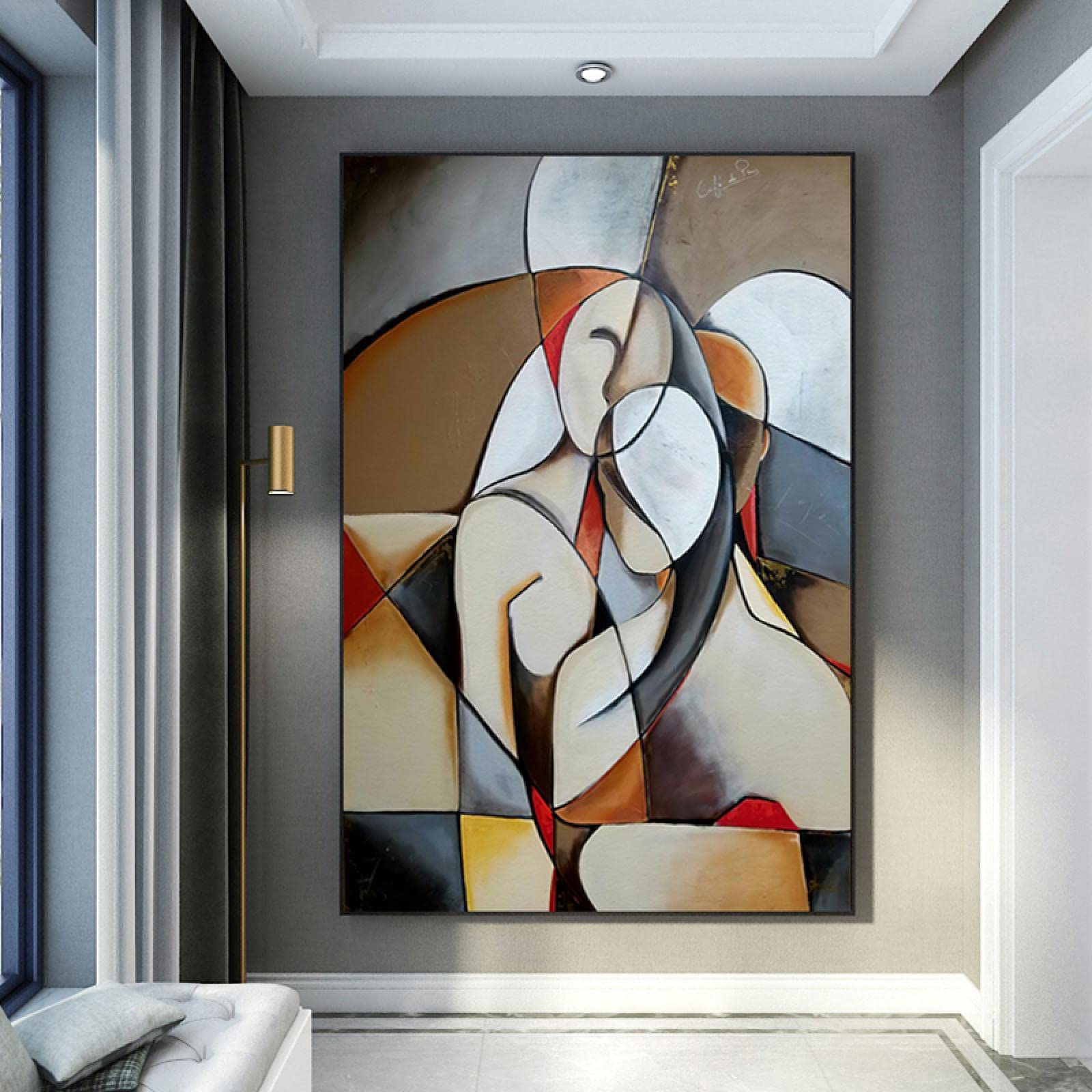 LSYALUCK Quadro su Tela Astratta Donna Sognante di Picasso Opere d'Arte Famose Soggiorno Decorazioni per la casa Quadri Astratti su Tela Poster 60x92cm (24x36in) Cornice Interna