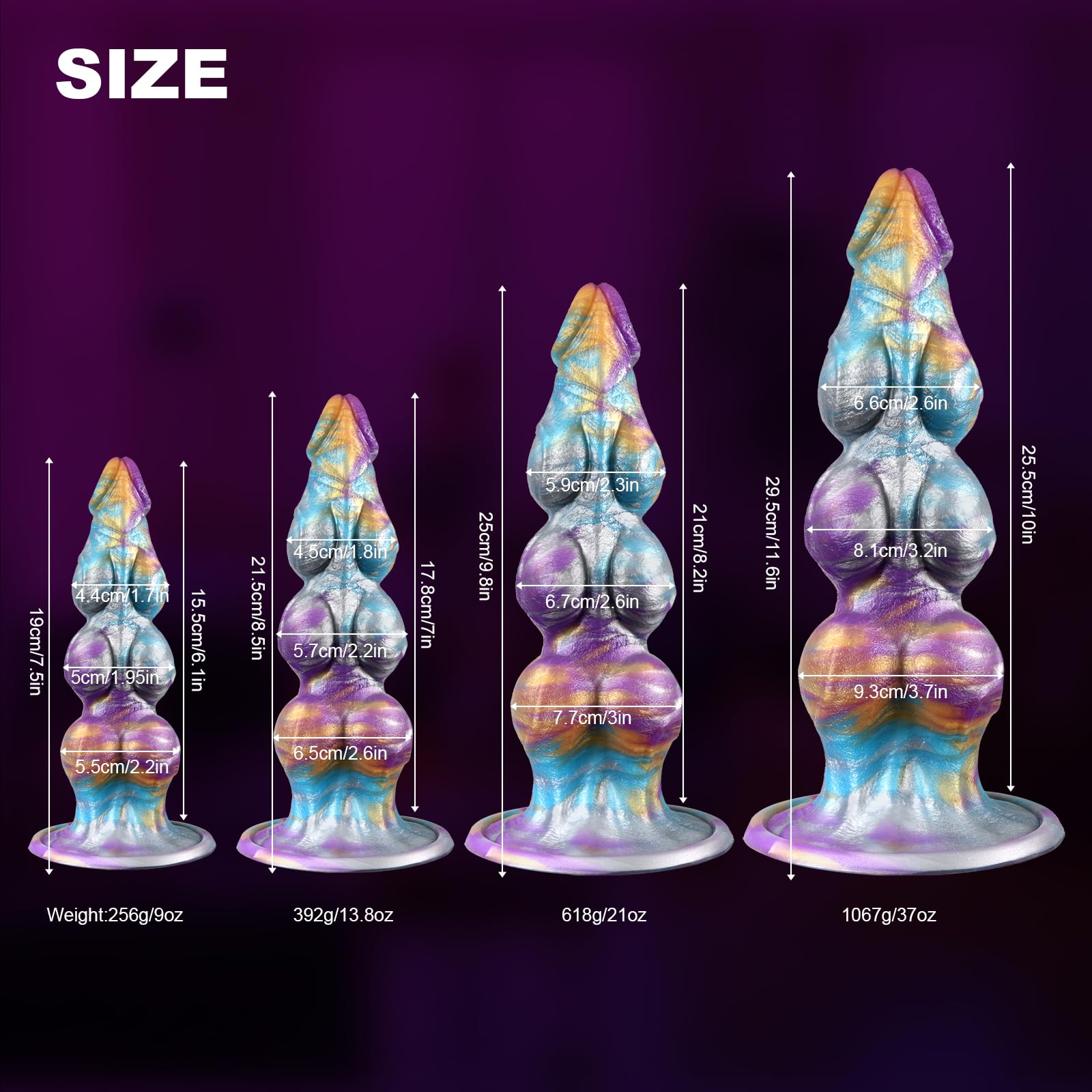 G-Spot Dildo with Suction Cup,  Monster AnalDildo with 3 Knots for Training, Soft Silicone Prostate Massager, Anal Stretcher Fantasy Toy for Men and Women: 9.8in