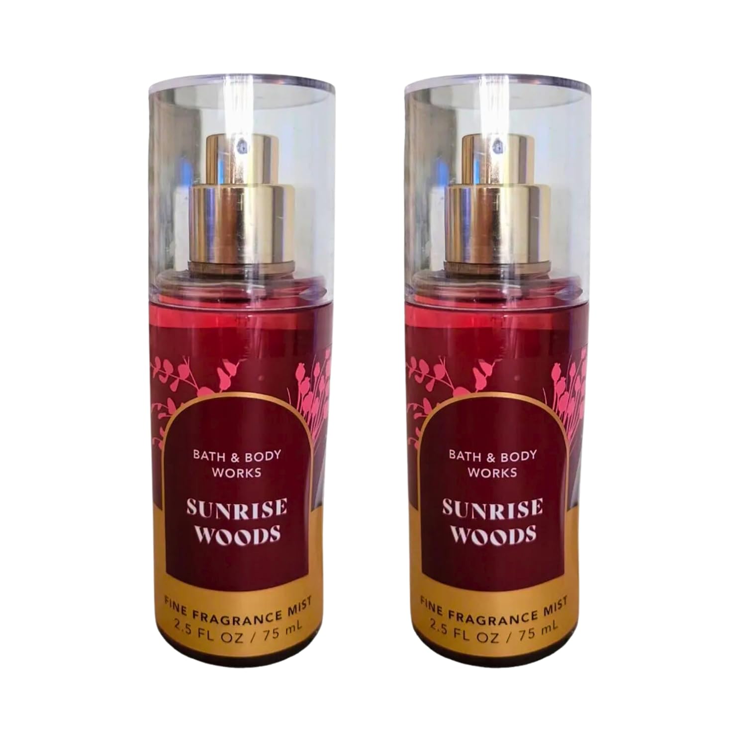 Bath & Body Works Mini Travel Size Fine Fragrance Mists, 2.5oz Each, Set of 2 (Sunrise Woods)