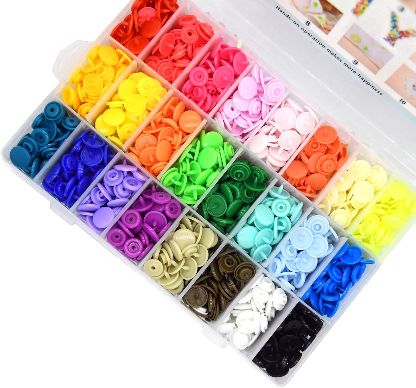Lynda 360pcs T5 Plastic Snaps for Sewing and Crafting No-Sew T5 Snaps with Organizer Storage Case for Bibs Diapers Crafts