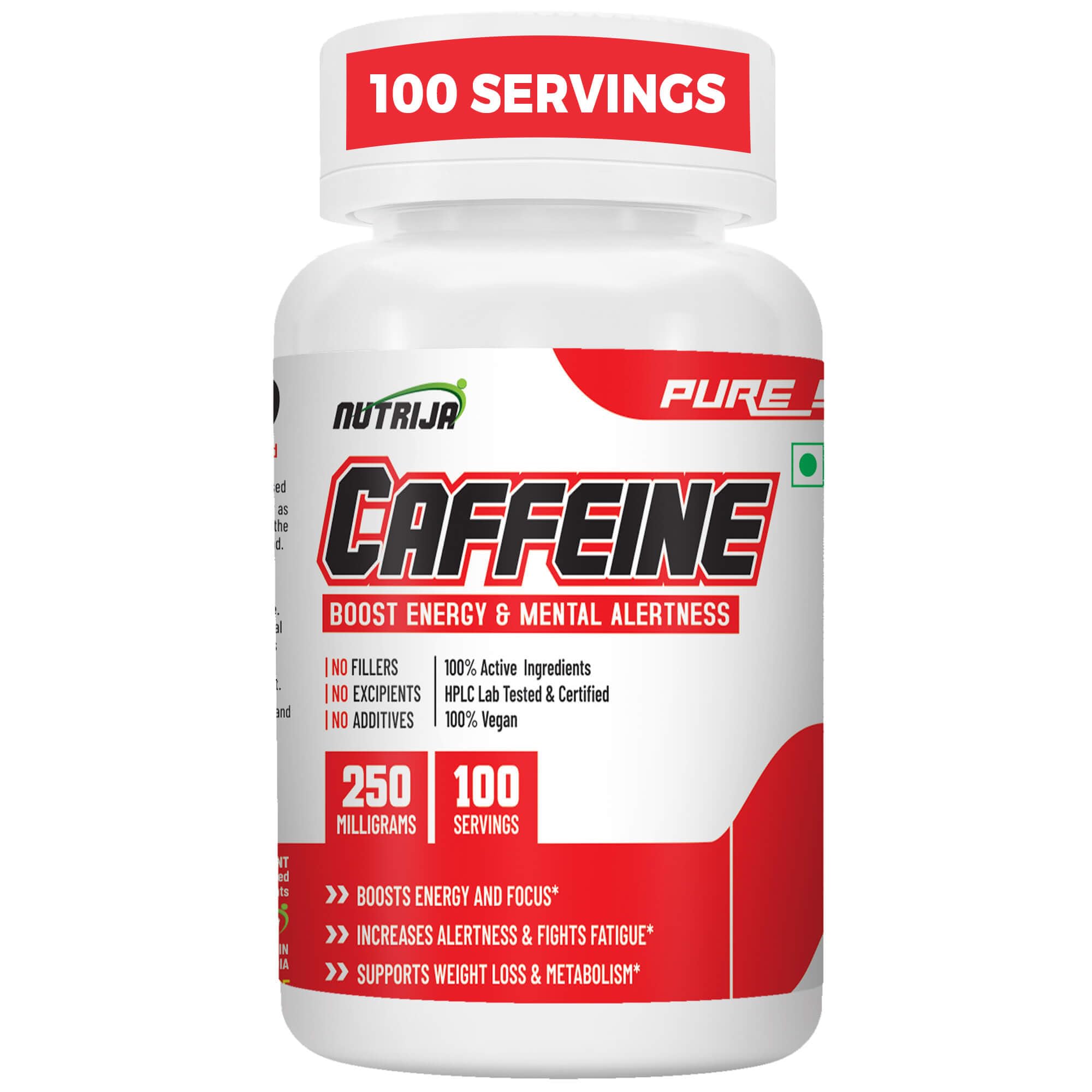 NutriJa Caffeine Powder Pre Workout Supplement - 100 Servings (Orange)