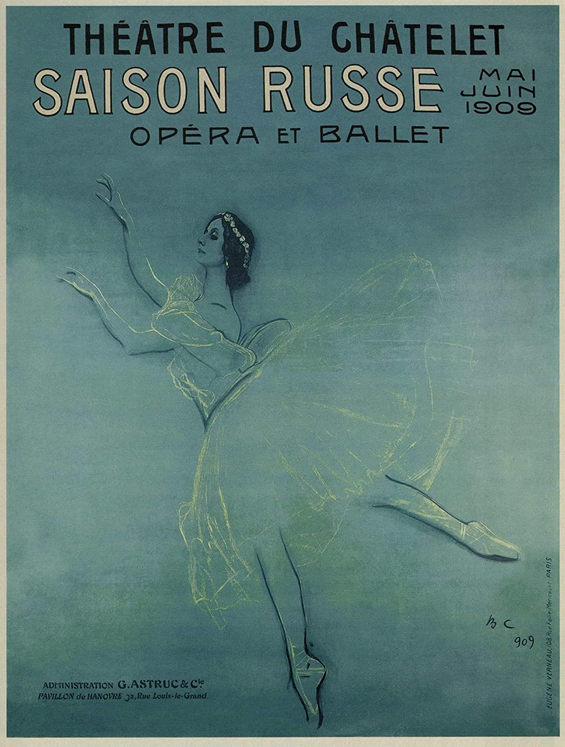 Vintage Theatre Du Chatelet Saison Russe Opera Ballet 1909 Wall Art Photo Picture Print Poster A4