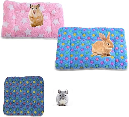 Cama de felpa de conejo, acogedora cama de conejillo de indias, suave y cálida para animales pequeños, erizo, chinchilla, ardilla, erizo, 2 unidades