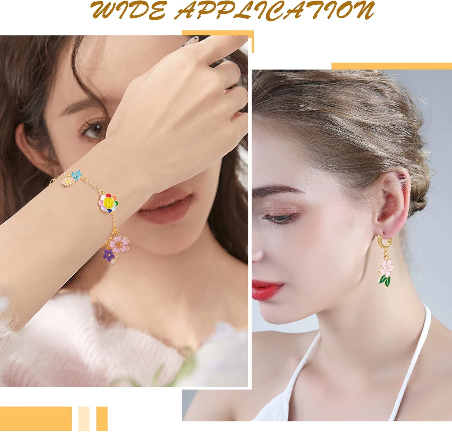 80 Pieces Flower Enamel Charm Pendant Spring Theme Charm Assorted Gold Enamel Charm Pendants for Jewelry Necklace Bracelet Making Crafts - Image 6