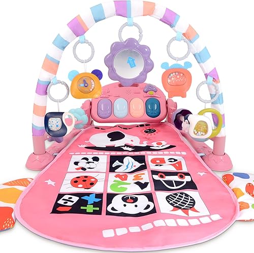 TAMOIE Alfombrilla de juego para bebé, gimnasio de actividades para piso, piano para patear y jugar, gimnasio para niños, juguetes para bebés de